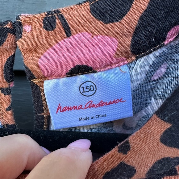 Hanna Andersson Black and Pink Floral Print Dress Size 150 (12) - Picture 2 of 5